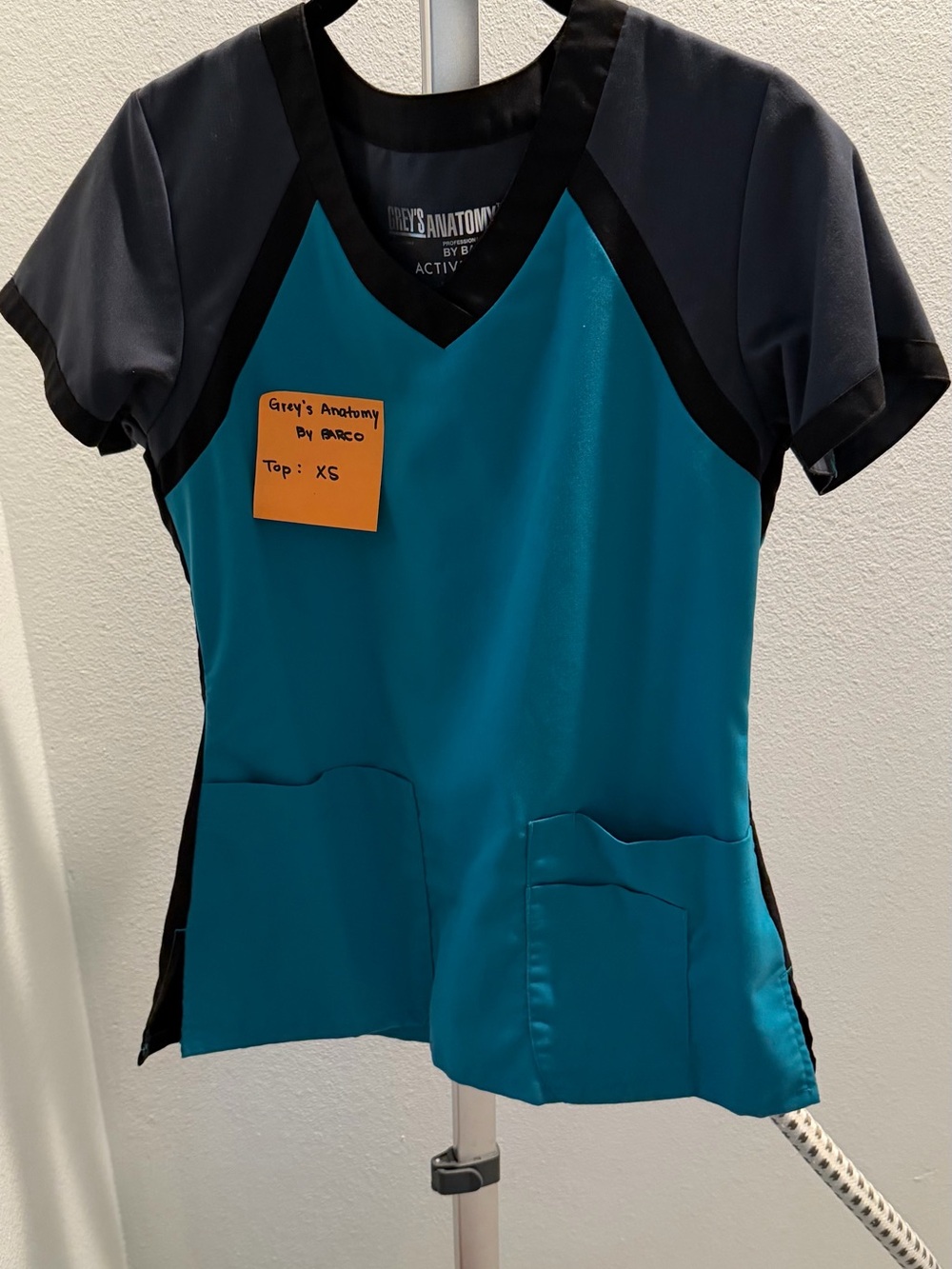 Grey's Anatomy Teal and Charcoal Kids Short Sleeve Scrub Top
